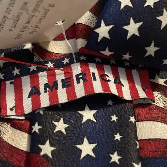 One America Men's Necktie Tie Silk Satin American‎ Flag All Over Made USA 56" - Picture 3 of 10